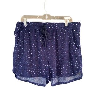 Croft & Barrow Navy Polka Dot Pajama Sleep Shorts Women's XXL Drawstring Pockets